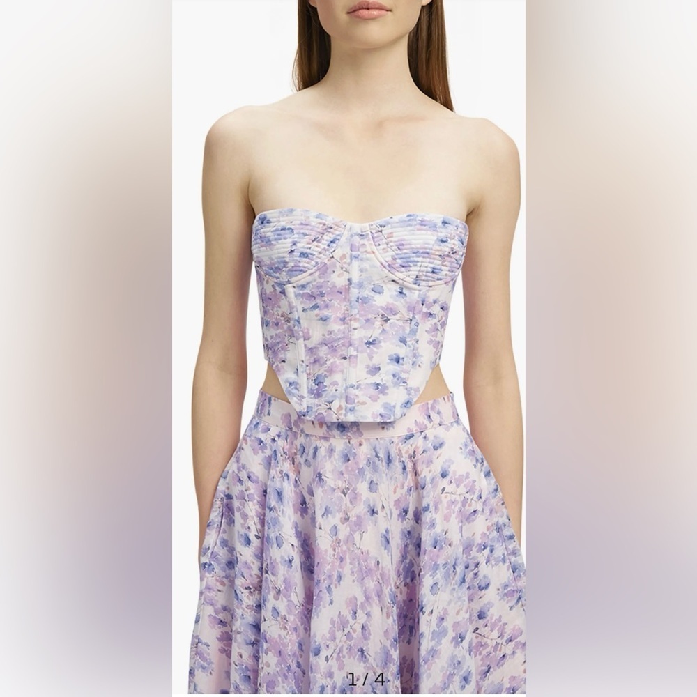 Bardot Mirabelle Floral Strapless Corset Top, 8, LILAC FLORAL, NWT